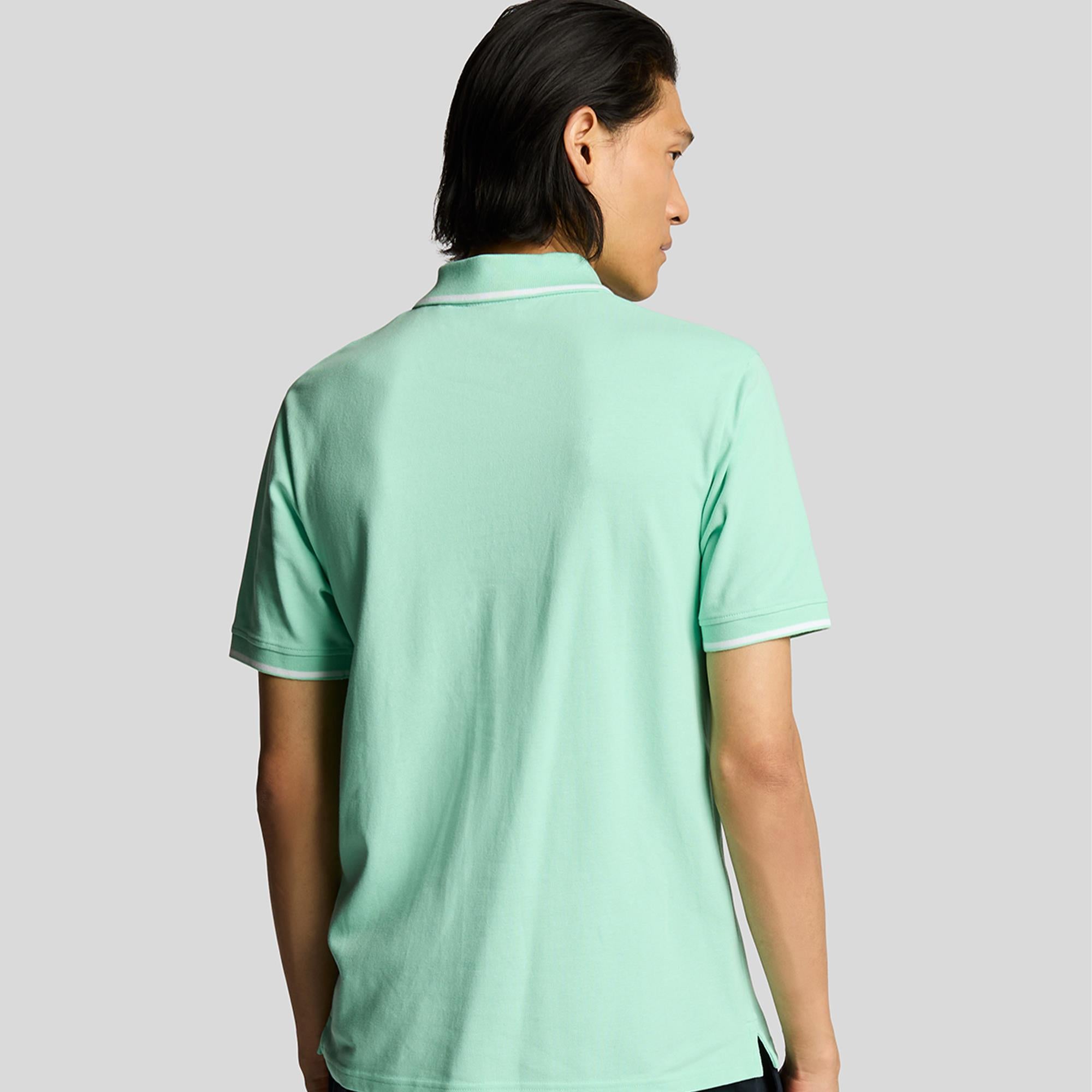 Lyle & Scott Tipped Mens Polo Shirt Aquamarine/White